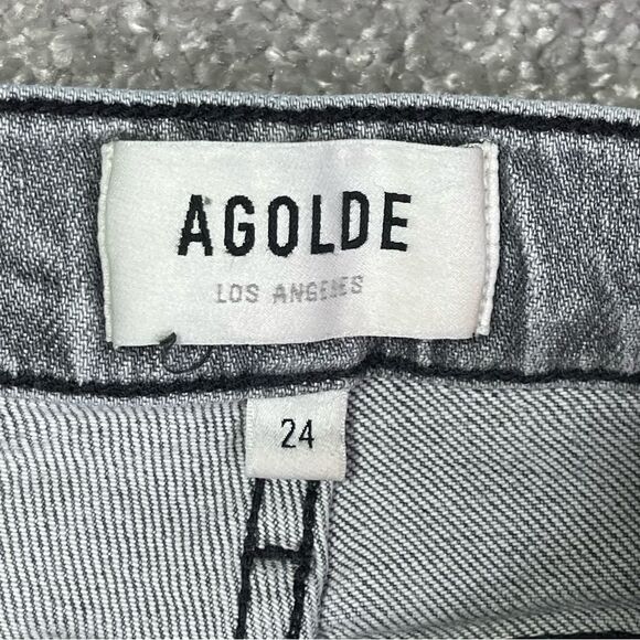 Agolde Nico Jeans Women’s 24 Gray Ankle Skinny High Rise Button Fly Stretch - Picture 7 of 13